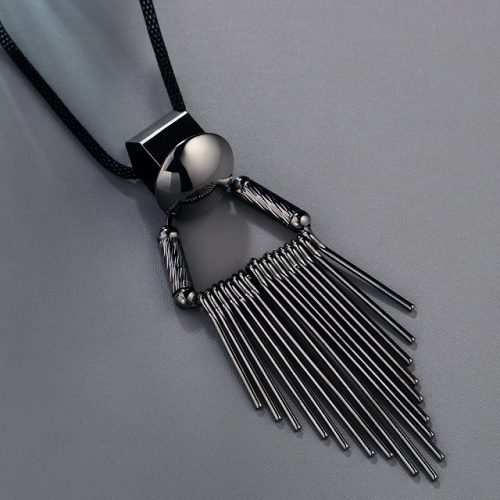 Retro Metal Tassel Long Necklace - Display 1