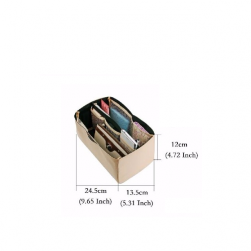 Multi Pocket Insert Handbag Organiser - Small Beige