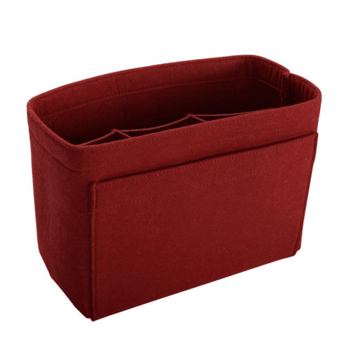 Red Felt Insert Handbag Organiser - Back View