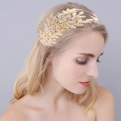 Roman Goddess Leaf Bridal Headpieces - Model Display