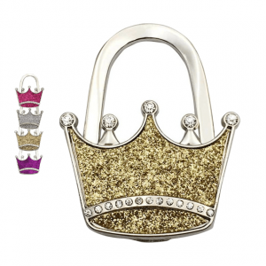 Textured Metal Crown Design Handbag Table Hook