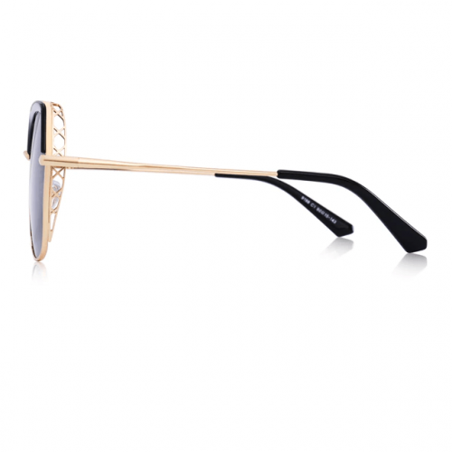 Black Polarized Fashion Square Sunglasses - 180 Degrees Side View