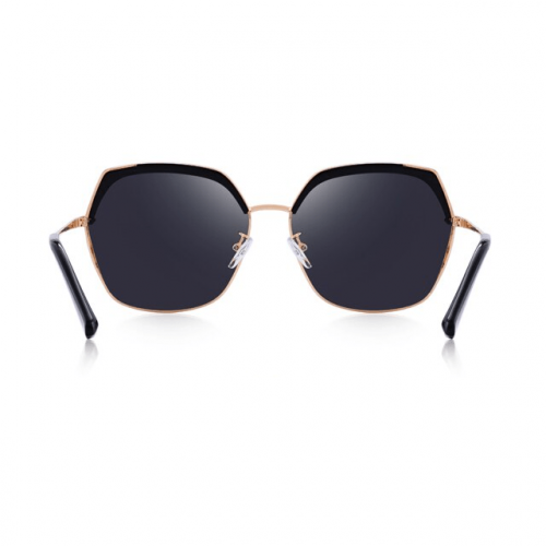 Black Polarized Fashion Square Sunglasses - Back View