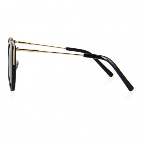 Black Polarized Oversized Cat Eye Sunglasses - 180 Degrees Side View