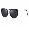 Black Polarized Oversized Cat Eye Sunglasses - Side View