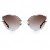 Brown Polycarbonate Funky Rimless Cat Eye Sunglasses - Front View