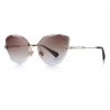 Brown Polycarbonate Funky Rimless Cat Eye Sunglasses - Side View