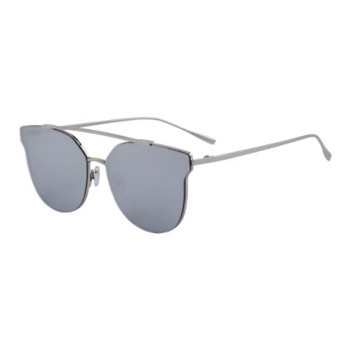 Classic Polycarbonate Cat Eye Sunglasses - Silver Mirror