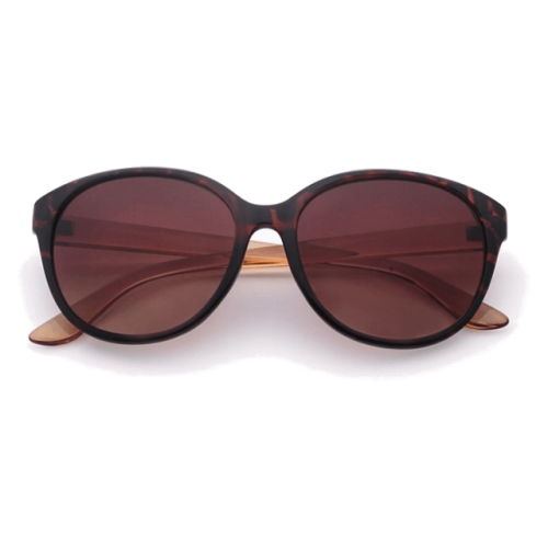 Elegant Brown Polycarbonate Cat Eye Sunglasses Front View