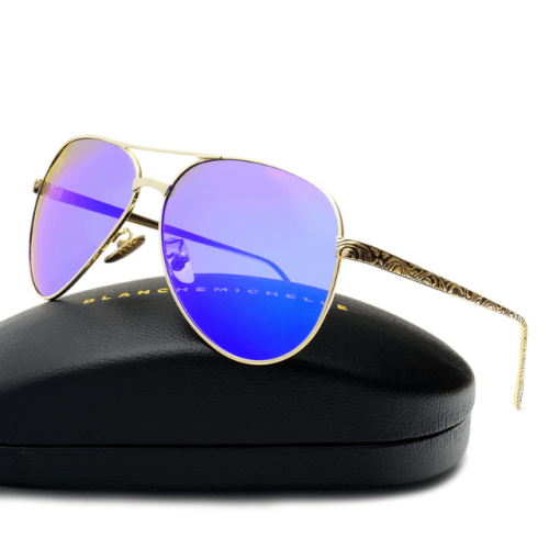 Fashion Polarised Mirror Aviator Sunglasses - Blue