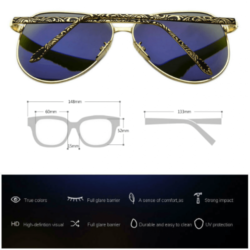 Fashion Polarised Mirror Aviator Sunglasses Description