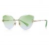 Green Polycarbonate Funky Rimless Cat Eye Sunglasses - Side View