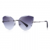 Grey Polycarbonate Funky Rimless Cat Eye Sunglasses - Side View