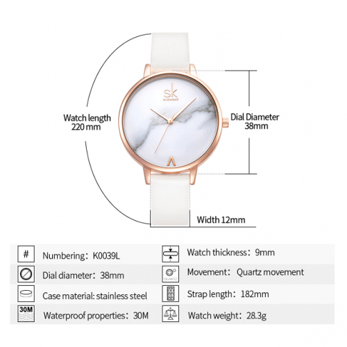 Marble Stone Texture Leather Watch - Dimension