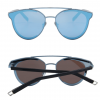 Polycarbonate Round Blue Mirror Cat Eye Sunglasses Front and Back View