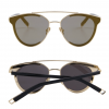 Polycarbonate Round Brown Mirror Cat Eye Sunglasses Front and Back View