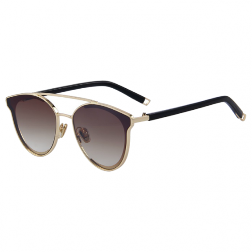 Polycarbonate Round Cat Eye Sunglasses - Brown