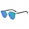 Polycarbonate Round Cat Eye Sunglasses - Green Mirror
