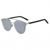 Polycarbonate Round Cat Eye Sunglasses - Silver Mirror