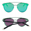 Polycarbonate Round Green Mirror Cat Eye Sunglasses Front and Back View