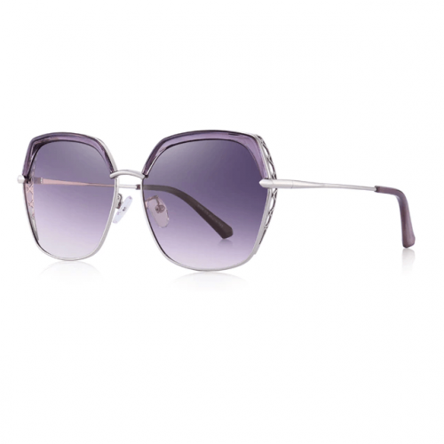 Purple Polarized Fashion Square Sunglasses - Side View
