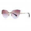 Red Polycarbonate Funky Rimless Cat Eye Sunglasses - Side View