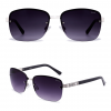 Rimless Dark Grey Square Sunglasses Front and Side View