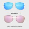 Rimless Square Sunglasses - Blue Mirror and Pink Mirror