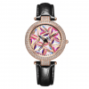Round Dial Cubic Zirconia Leather Watch - Black