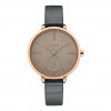 Round Dial Thin Leather Strap Watch - Black