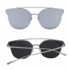 Silver Mirror Polycarbonate Cat Eye Sunglasses Front Back View