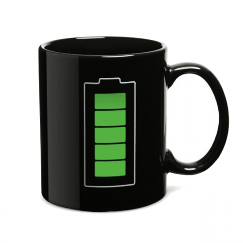 Battery Charging Meter Colour Changing Heat Sensitive Coffee Mug - After Heat