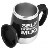 Black Double Insulated Stainless Steel Automatic Self Stirring Coffee Mug