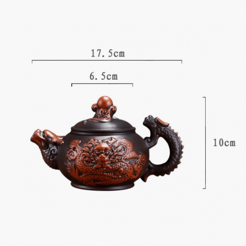 Dragon Art Classical Handmade Purple Clay Teapot