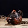Dragon Art Classical Handmade Purple Clay Teapot - Front Display