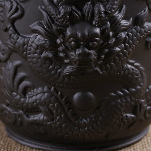 Dragon Art Traditional Chinese Purple Clay Teapot - Close Up View