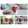 Pixelated Heart Colour Changing Heat Sensitive Coffee Mug - After Heat Display