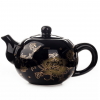 Peony Flower Art Porcelain Teapot - Black