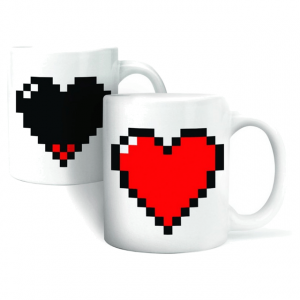 Pixelated Heart Colour Changing Heat Sensitive Coffee Mug - 320ml