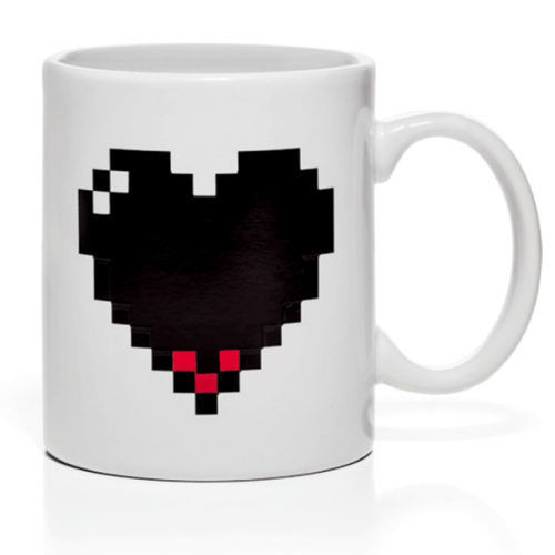 Pixelated Heart Colour Changing Heat Sensitive Coffee Mug - Before Heat