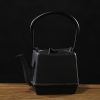 Traditional Square Authentic Tetsubin Cast Iron Teapot - Side View
