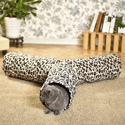 3 Way Collapsible Cat Play Tunnel - Cat Playing