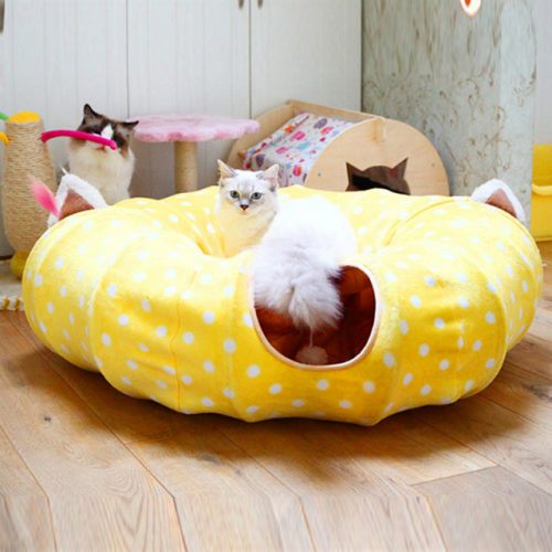 360 Degree Collapsible Round Cat Play Tunnel - Display