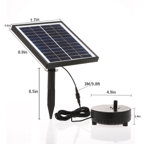 LED Solar Powered Water Fountain with Remote - Dimension