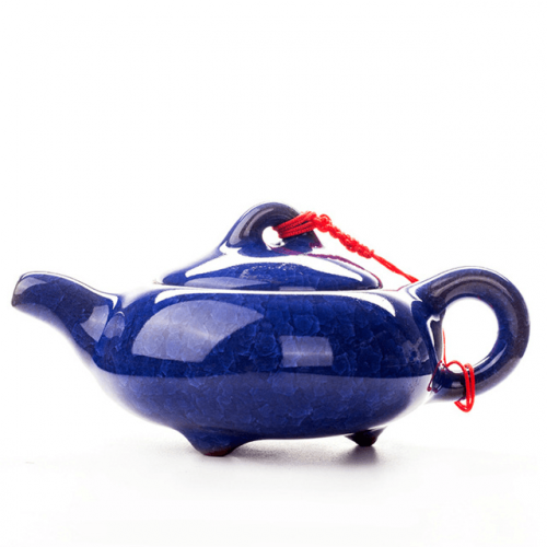 Miniature Crackle Glaze Porcelain Teapot 150ml - Dark Blue
