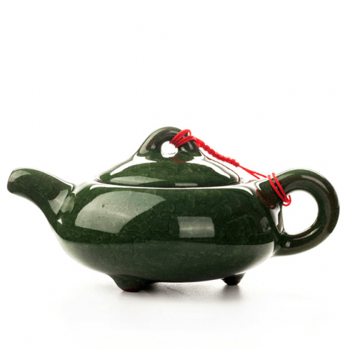 Miniature Crackle Glaze Porcelain Teapot 150ml Dark Green