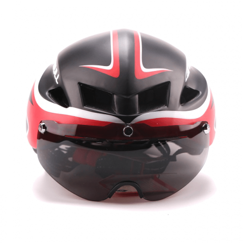 Aerodynamic Ventilated Bicycle Helmet with Visor - Front View
