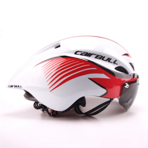 Aerodynamic Visor Bicycle Helmet - White Red