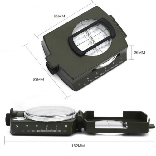 Luminous Lensatic Waterproof Outdoor Survival Camping Hiking Compass - Dimension