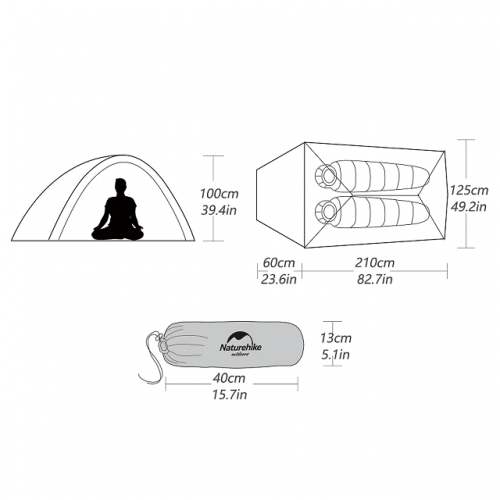 Ultralight 1-2 Persons Camping Tent - Dimensions